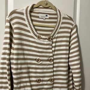 Tan cream stripe sweater sz L
